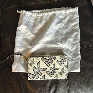 MICHAEL Michael Kors
Jet Set Logo Embossed Leather Double Zip Wristlet